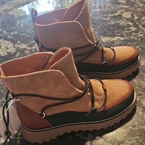 Lucky Brand Tan and Black Winter Boots